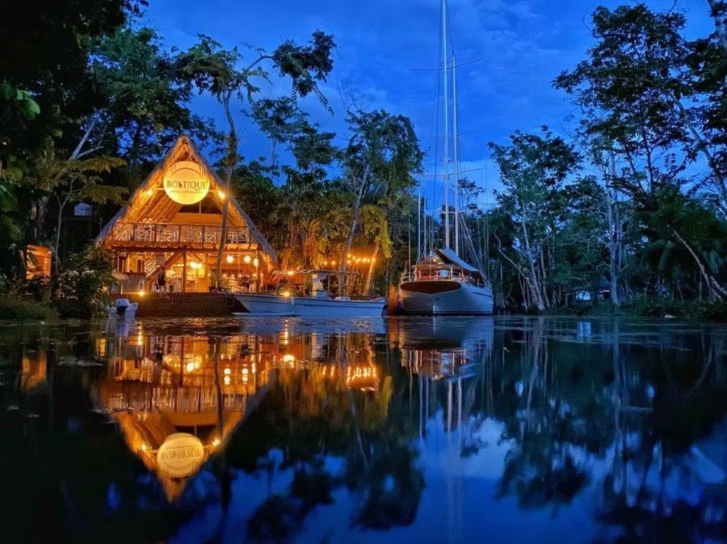 The hotel seen from the water