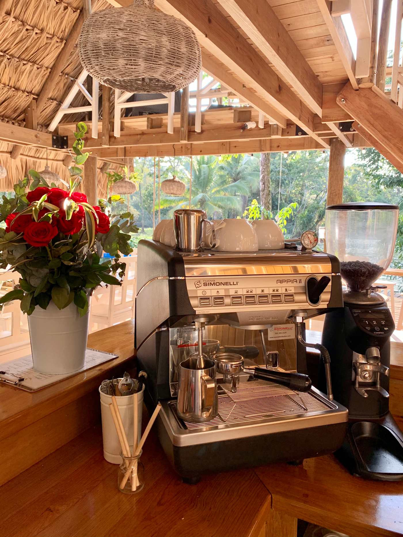 Espresso machine at the open-air bar