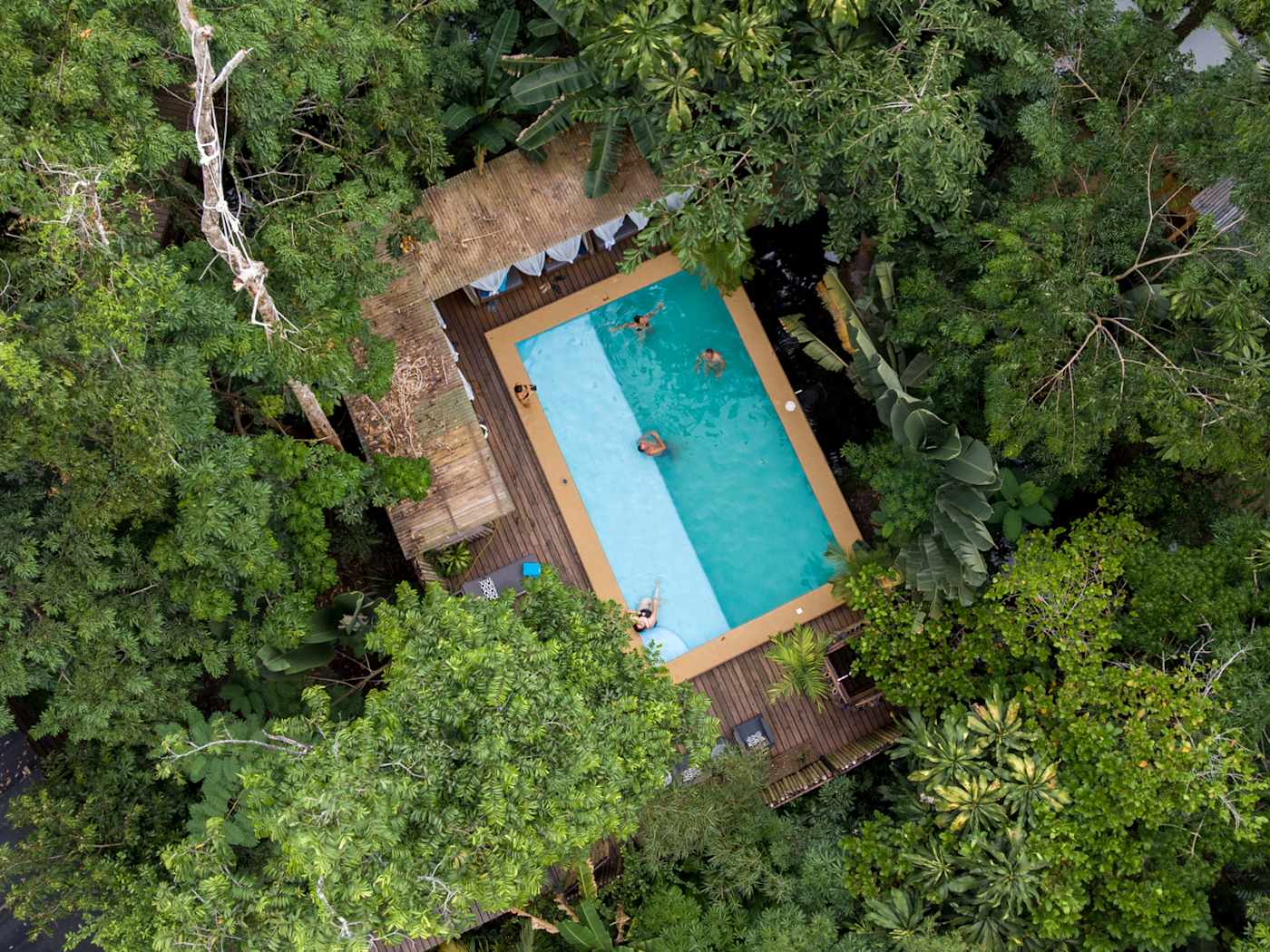 Pool seen from above, in the trees